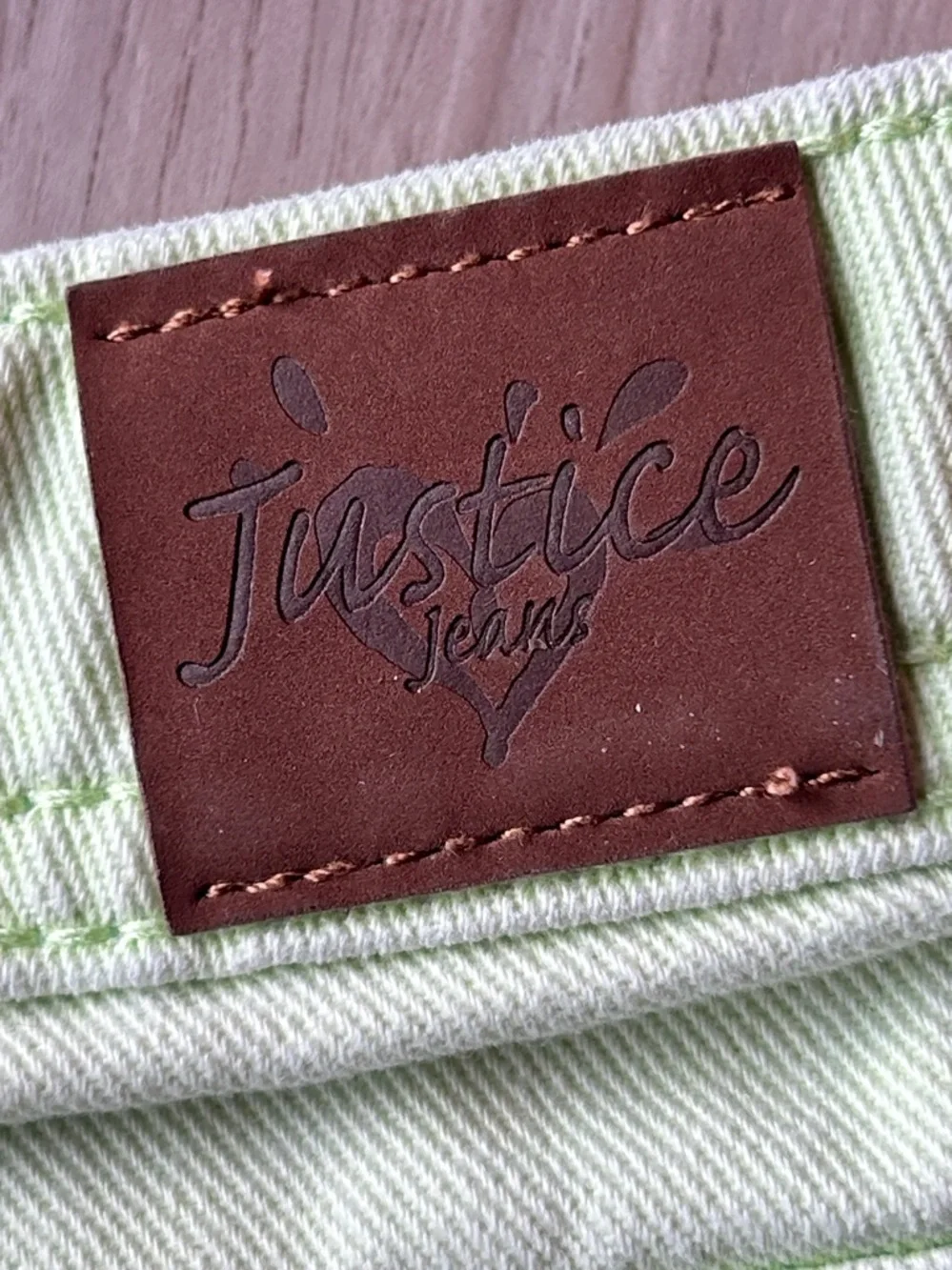 Justice Girls' Denim Cotton Cut Off Shorts XS 5/6 Green Frayed Hem Casual Summer